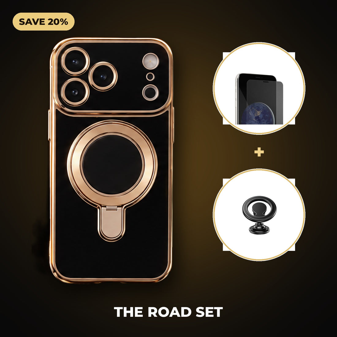 The Road Set: Infinity case, screen protector and universal car mount