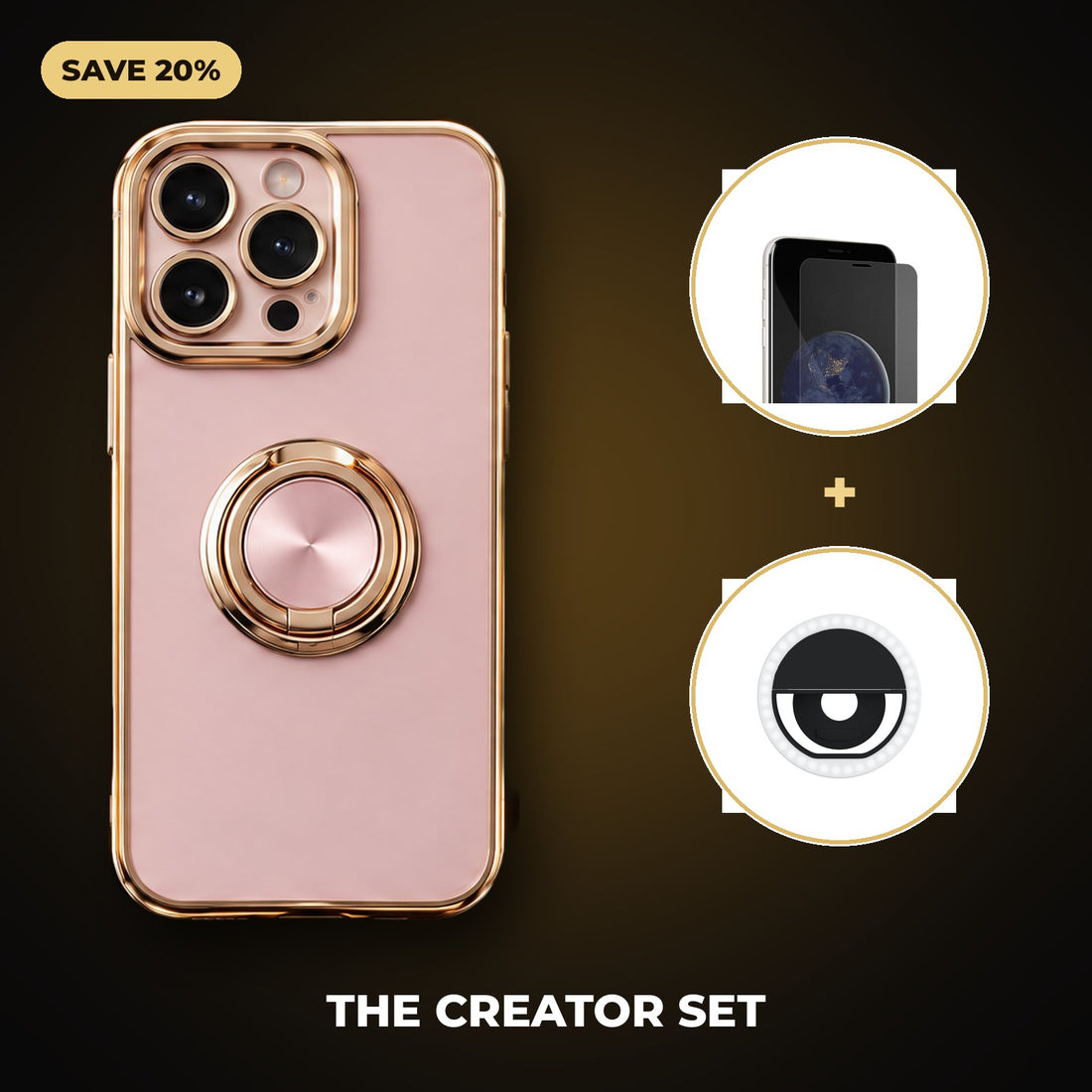 The Creator Set: Halo case, screen protector and ring light