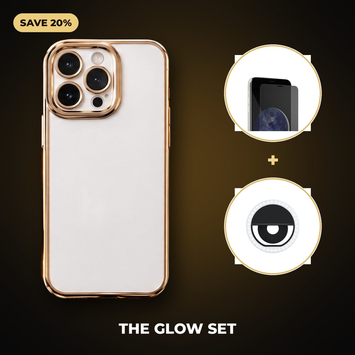 The Glow Set: Signature case, screen protector and ring light